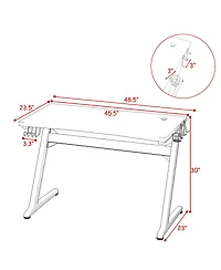 Gymax Gaming Desk Computer Studio Desk Pc Table Z Shape Gamer Workstation w/Mousepad