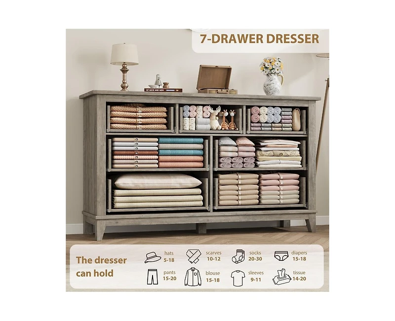 gaomon 54" Wide Drawer Dresser with Storage Freestanding