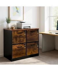 Gaomon 4 Drawer File Cabinet with Lock, Wooden Locked File Cabinets Printer Stand for Home Office, Lockable Filing Cabinet