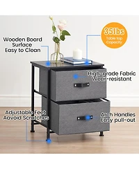 gaomon 2 Drawer Dresser Nightstand, Black Small Bedside Table with Fabric Drawers, End Table for Bedroom, Living Room, Dorm