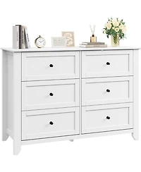 gaomon 6 Drawer Dresser for Bedroom, Wooden Chest with Deep Drawers and Metal Knobs Entryway, Hallway, or Kids Room