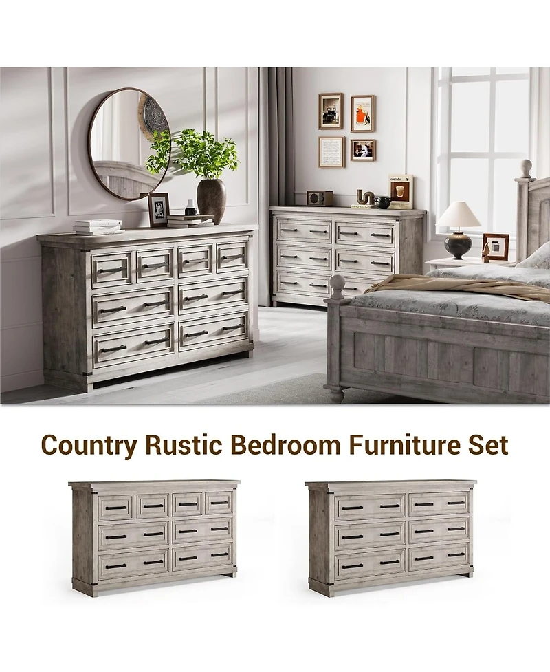 Gaomon Dresser for Bedroom with 8 Drawers, Farmhouse Chests of Drawers