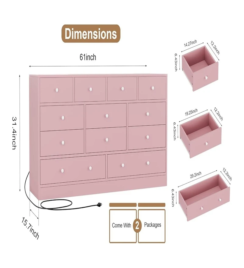 Gaomon 12 Drawer Dresser for Bedroom