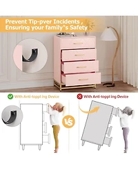 gaomon 4-Drawer Engineered Wood Soft-Close Glides, Anti-Tip Kit, Space-Saving Design Tall Dresser