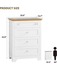 Gaomon 4-Drawer Nightstand with Led light, glass top, and sleek white finish—perfect for bedrooms, living rooms, or entryways.