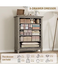 Gaomon 41.3" Tall 5-Drawer Dresser, Freestanding Wooden Chest for Bedroom or Living Room