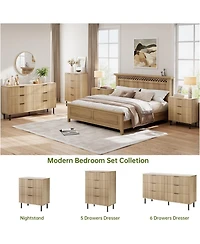 gaomon Modern Fluted 3-Drawer Dresser with Metal Legs, Wood Storage Organizer for Bedroom or Entryway