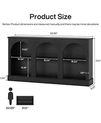 Tribesigns Farmhouse Console Table, 63-Inch Long Entryway Table with 3 Tier Storage, Wooden Rectangular Sofa Behind The Couch
