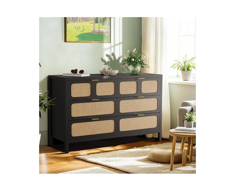 Gaomon Rattan Dresser for Bedroom with Metal Handles
