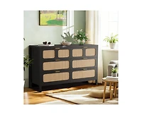 Gaomon Rattan Dresser for Bedroom with Metal Handles