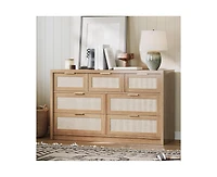 gaomon Rattan 7 Drawers Dresser for Bedroom
