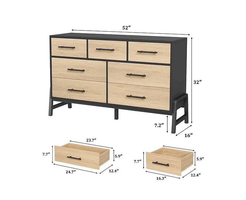 gaomon 52-Inch Wide Freestanding 7-Drawer Bedroom Dresser