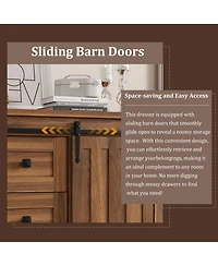 Gaomon Farmhouse 5 Drawer Dresser for Bedroom, 48" Tall Wood Dresser Chest of Drawer with Sliding Barn Door