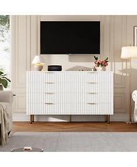 Gaomon Fluted 6 Drawer Storage Dresser, Tall Modern Chest with Ample Deep Drawers and Wide Top