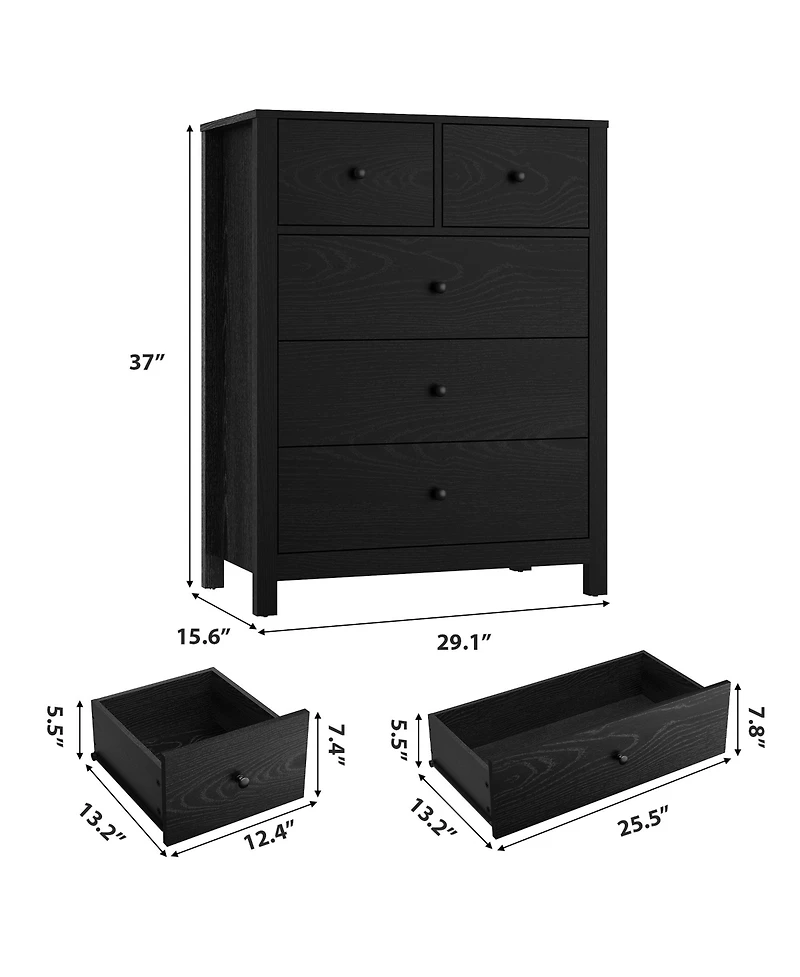 gaomon 5 Drawer Dresser for Bedroom, Modern Tall Organizer with Storage Drawers