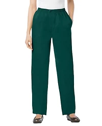 Woman Within Women's Straight-Leg All-Cotton Denim Pull-On 7-Day Elastic-Waist Jeans