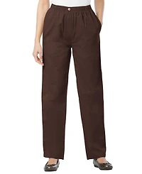 Woman Within Women's Straight-Leg All-Cotton Denim Pull-On 7-Day Elastic-Waist Jeans