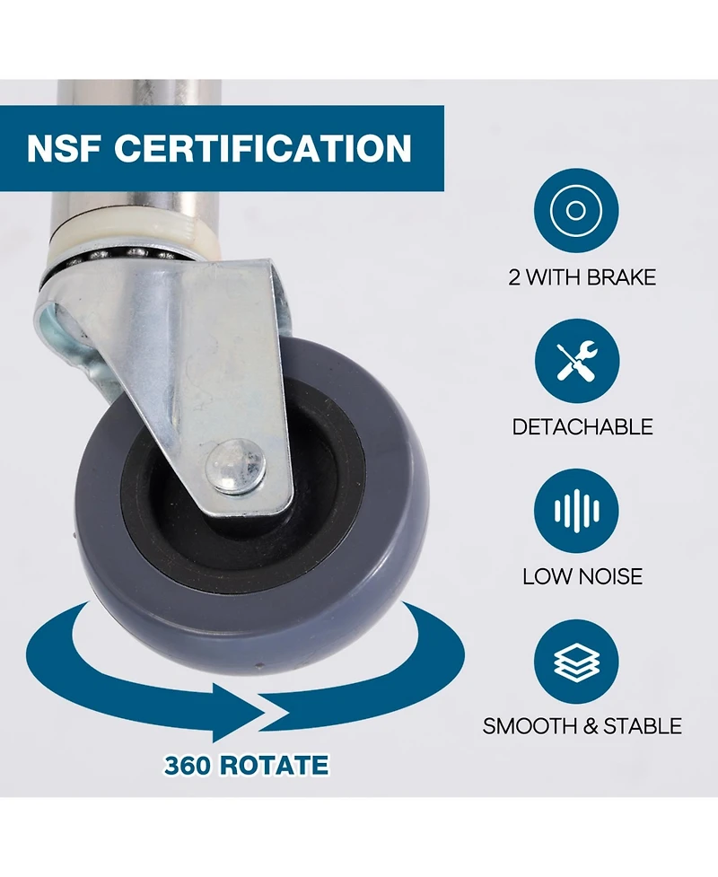 Streamdale Furniture 48" Stainless Steel Kitchen Prep Table w/ Wheels