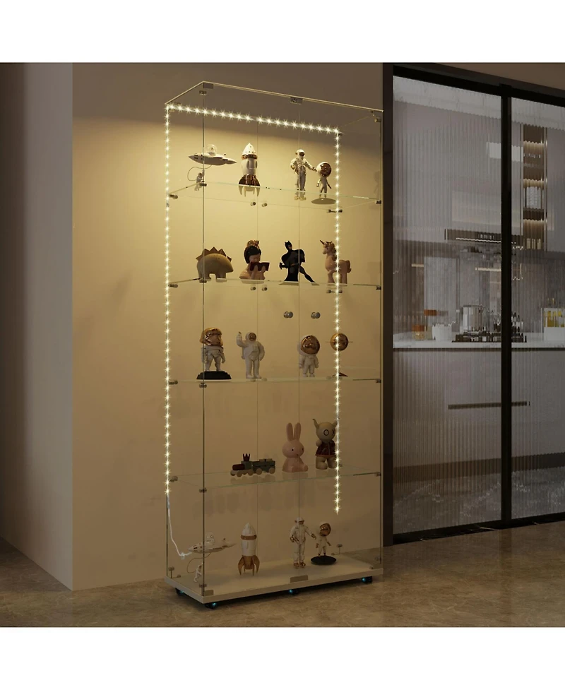 Streamdale Bluetooth Led Lighted Tempered Glass Display Cabinet - White