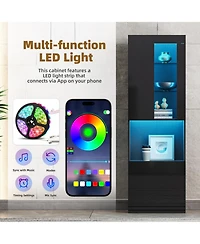 Streamdale Furniture Led Storage Cabinet with Acrylic Door