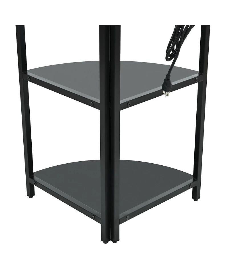 Streamdale Furniture 5-Tier Corner Shelf with Led Light & Usb, Glass Holder, Tall Corner Bookshelf