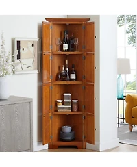 Streamdale Furniture 4-Tier Corner Kitchen Pantry Cabinet with 8 Doors and Adjustable Shelves