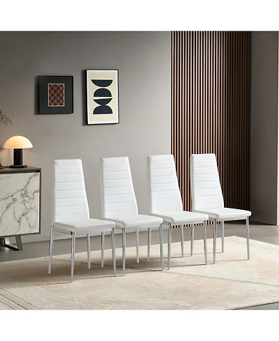 Streamdale Furniture Modern Pu Leather Dining Chair Set of 4
