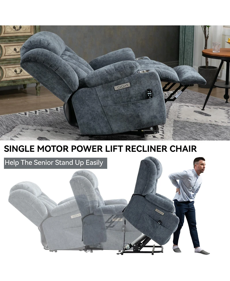 Streamdale Furniture Ultimate 350 Lb Chenille Recliner with Massage and Heat