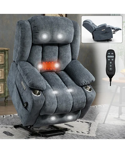 Streamdale Furniture Ultimate 350 Lb Chenille Recliner with Massage and Heat