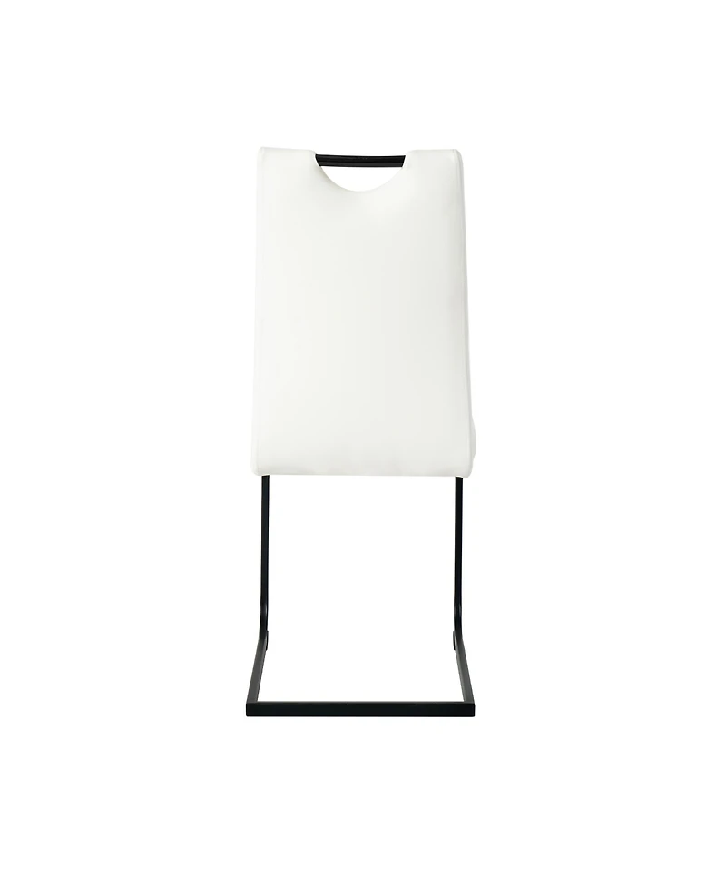 Streamdale Furniture Streamdale Modern White Pu Dining Chair with Black Metal Legs (Set of 4