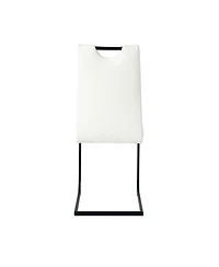 Streamdale Furniture Streamdale Modern White Pu Dining Chair with Black Metal Legs (Set of 4