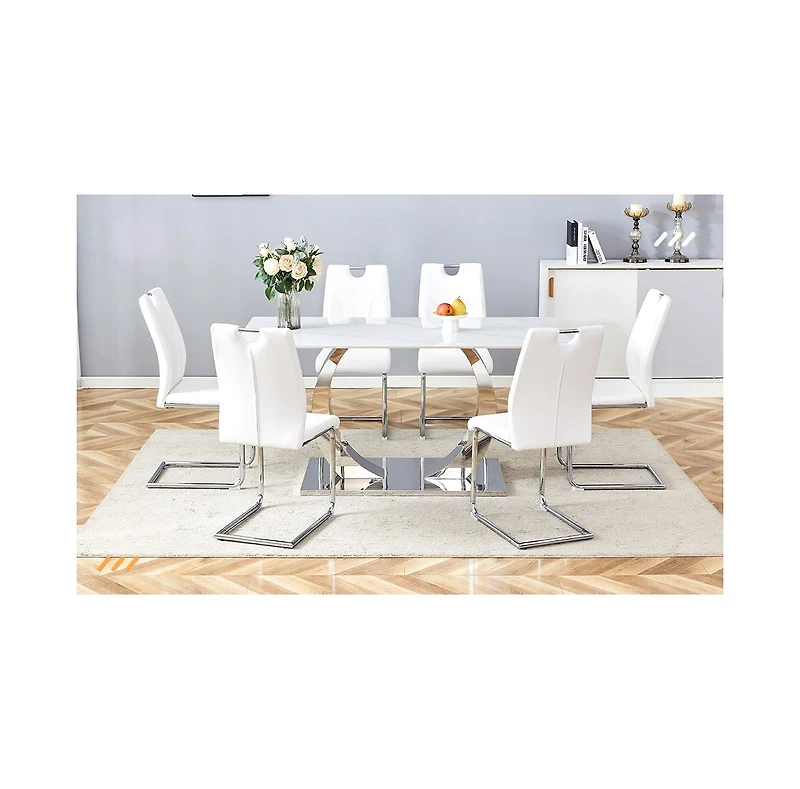 Streamdale Furniture Streamdale White Pu Dining Chair Set (Set of 4