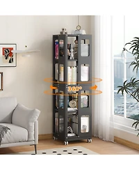 Streamdale Furniture Rotating Steel Bookshelf with Wheels