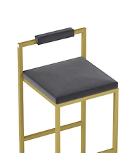 Streamdale Velvet Bar Stools Set of 2, Counter Height, Gold & Gray