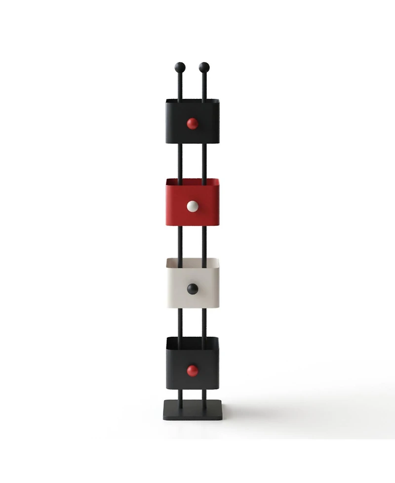 Streamdale Furniture Black & Red Bookshelf/Side Table/Magazine Rack