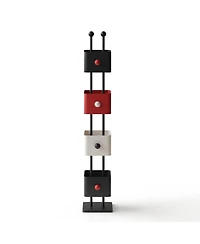 Streamdale Furniture Black & Red Bookshelf/Side Table/Magazine Rack