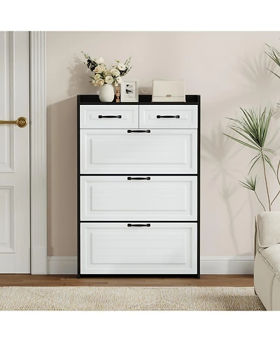 Streamdale Furniture 3-Door Shoe Cabinet with Drawers