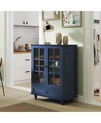 Streamdale Furniture Minimalist Blue Buffet Cabinet - Glass Doors & Drawer