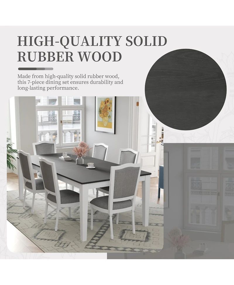 Streamdale Furniture Streamdale Rustic Extendable Dining Set 78" Table, 6 Chairs, Drawers