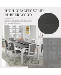 Streamdale Furniture Streamdale Rustic Extendable Dining Set 78" Table, 6 Chairs, Drawers