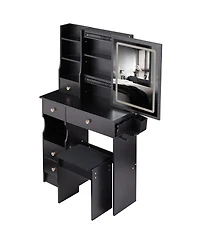 Streamdale Furniture Vanity Table with Charging Station & Led Mirror