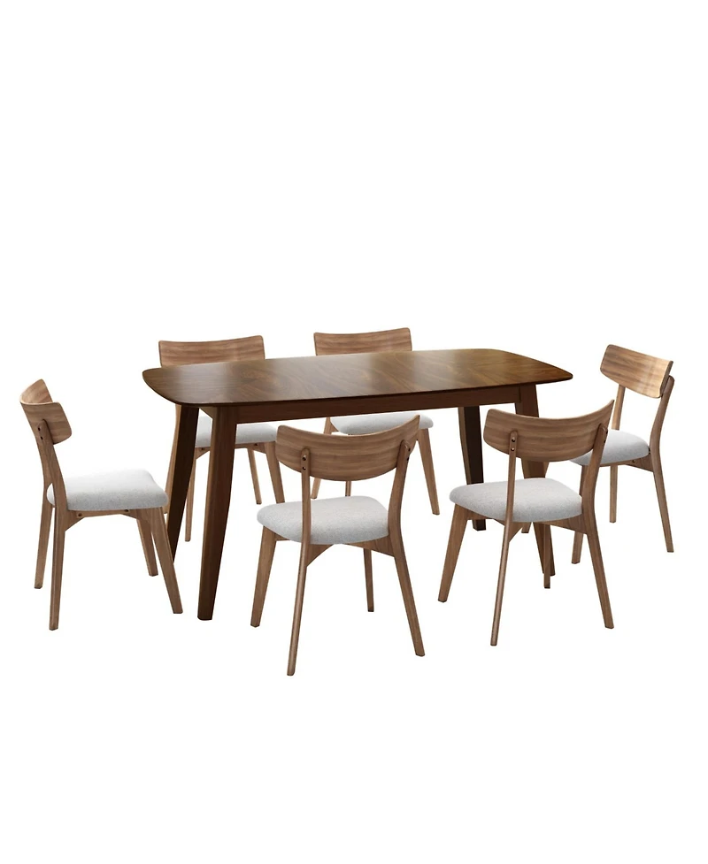 Streamdale Furniture 5-Pc Mid-Century Walnut Dining Set with Chairs