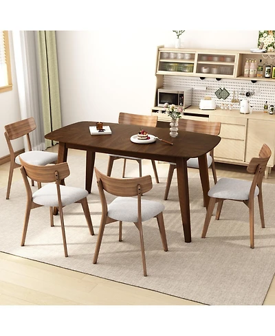 Streamdale Furniture 5-Pc Mid-Century Walnut Dining Set with Chairs
