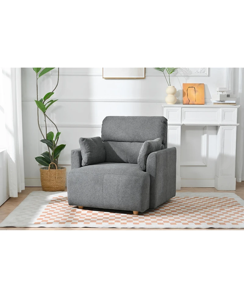 Streamdale Furniture Oversized Accent Chair w/ Ottoman - Modern Lounge & Reading Chair (Dark Gray)