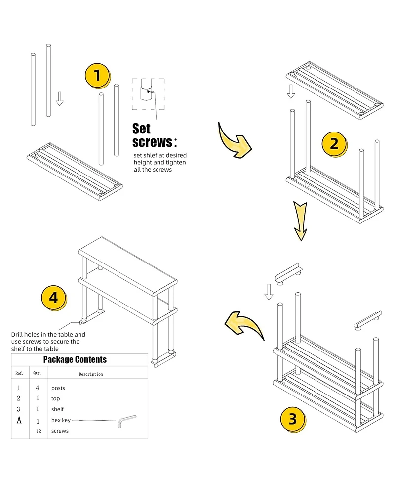 Streamdale Furniture Double Overshelf 2 Tier Stainless Steel 12x36"
