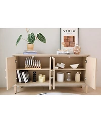 Streamdale Furniture 60" Rustic Farmhouse Credenza - Sunburst Doors Antique