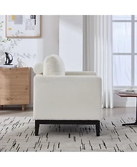 Streamdale Furniture 35.4" Wide Modern Farmhouse Accent Chair - Ivory Boucle