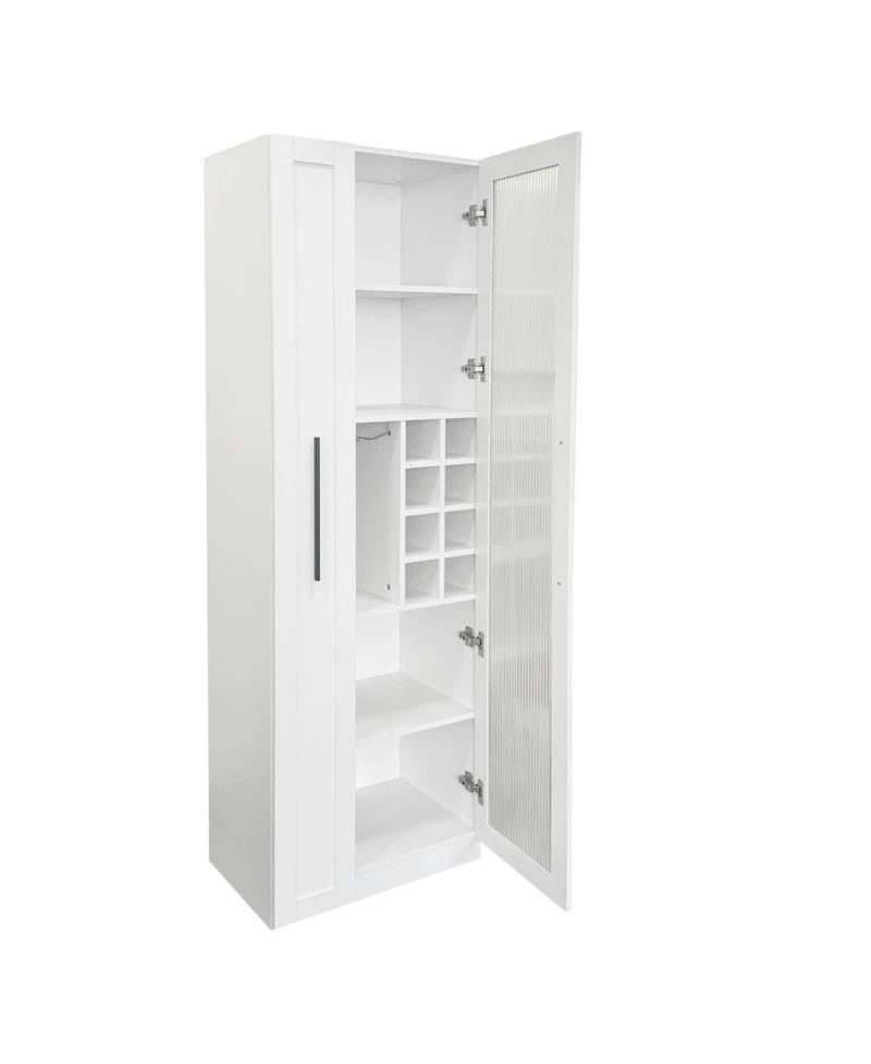 Streamdale Furniture Farmhouse Pantry Cabinet - Pull-Out Shelves & Glass Doors