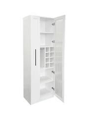 Streamdale Furniture Farmhouse Pantry Cabinet - Pull-Out Shelves & Glass Doors
