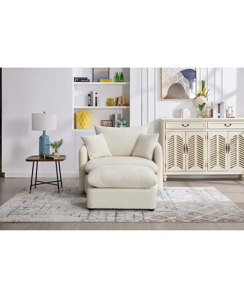Streamdale Furniture Oversized Swivel Accent Chair with Ottoman & Pillows